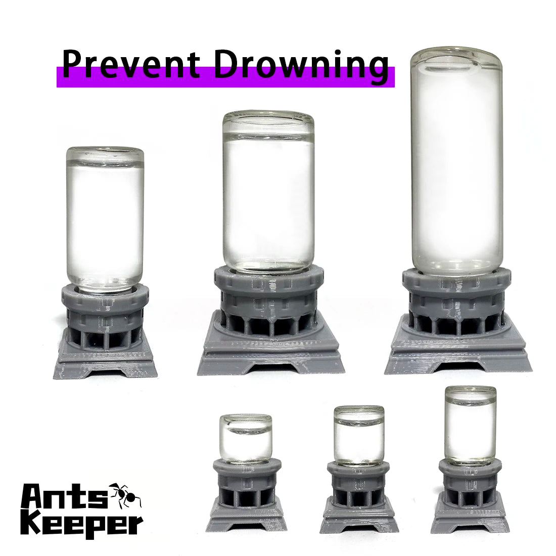 AntsKeeper Glass Waterer Feeder for Anthill Ant Nest Farms, Prevents Drowning, Honey Sugar Water Can be Fed Directly, 1ml - 30ml