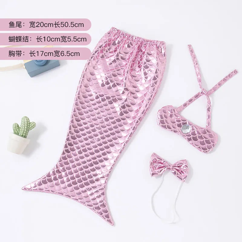 Decorative Cat Mermaid Polyester with Bow Headband Pet Fishtail Swimsuit Soft Pet Cosplay Costume