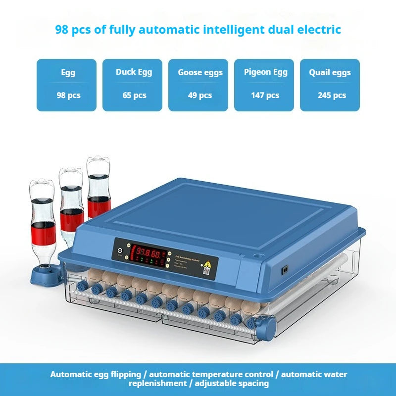 Intelligent Egg Incubator 6/9/12/15/24/36/48/56/64/98/120/128/152/176/192 Eggs for Ostrich Chicken Duck and other Birds