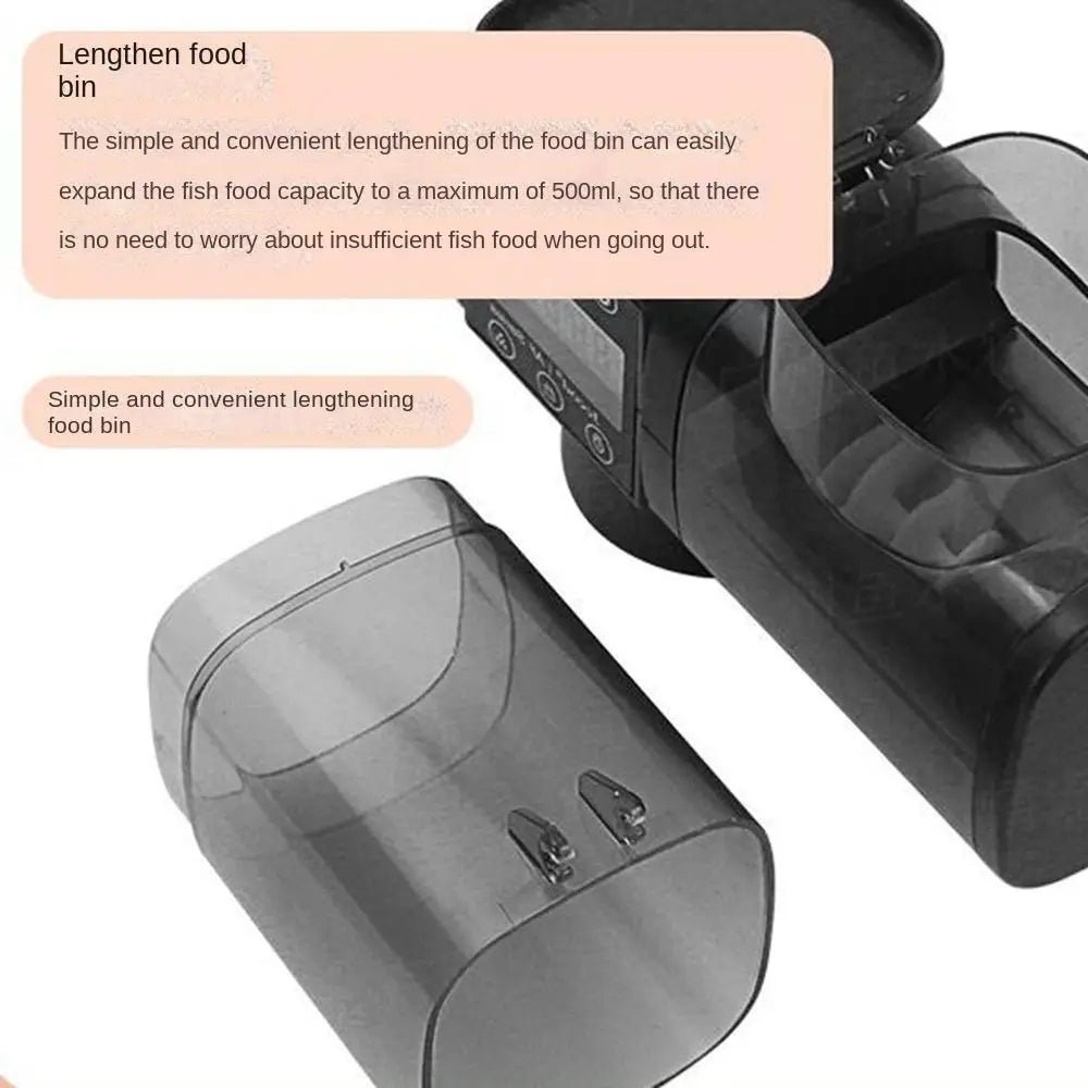 250ML/500M Fish Tank Feeder Digital Display Screen LCD Display Auto Fish Food Dispenser Adjustable Timer