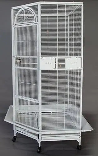 64" Extra Large Corner Flight Bird Cage for Cockatiel Parakeet Budgies Parrot with Around Metal Seed Skirts