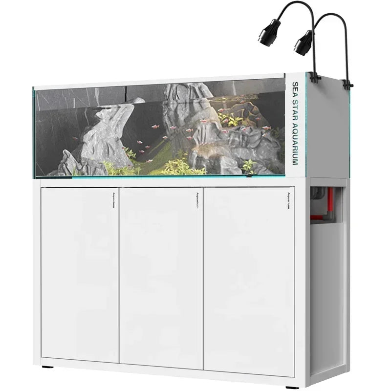 new Fish Tank Aquarium Bottom Filter Ultra-White Glass Backpack Side Overflow Inner Package Outer Package Ecological Aquariums 03