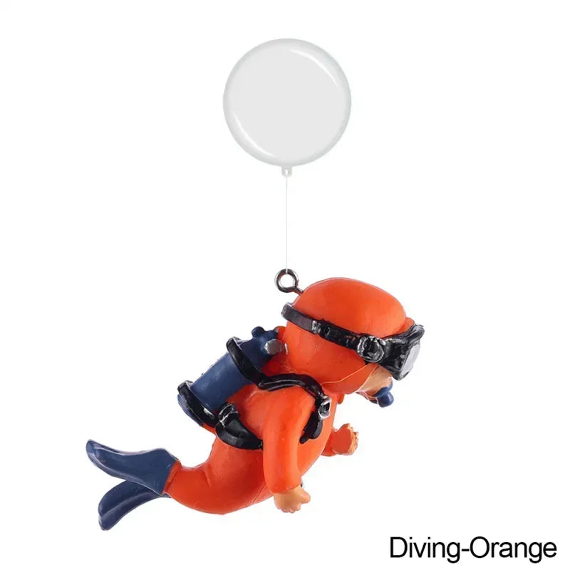 Fish Tank Decoration Luminous Green Mini Floating Diver Aquarium Ornaments Cute Small Floating Diver Aquarium Accessories
