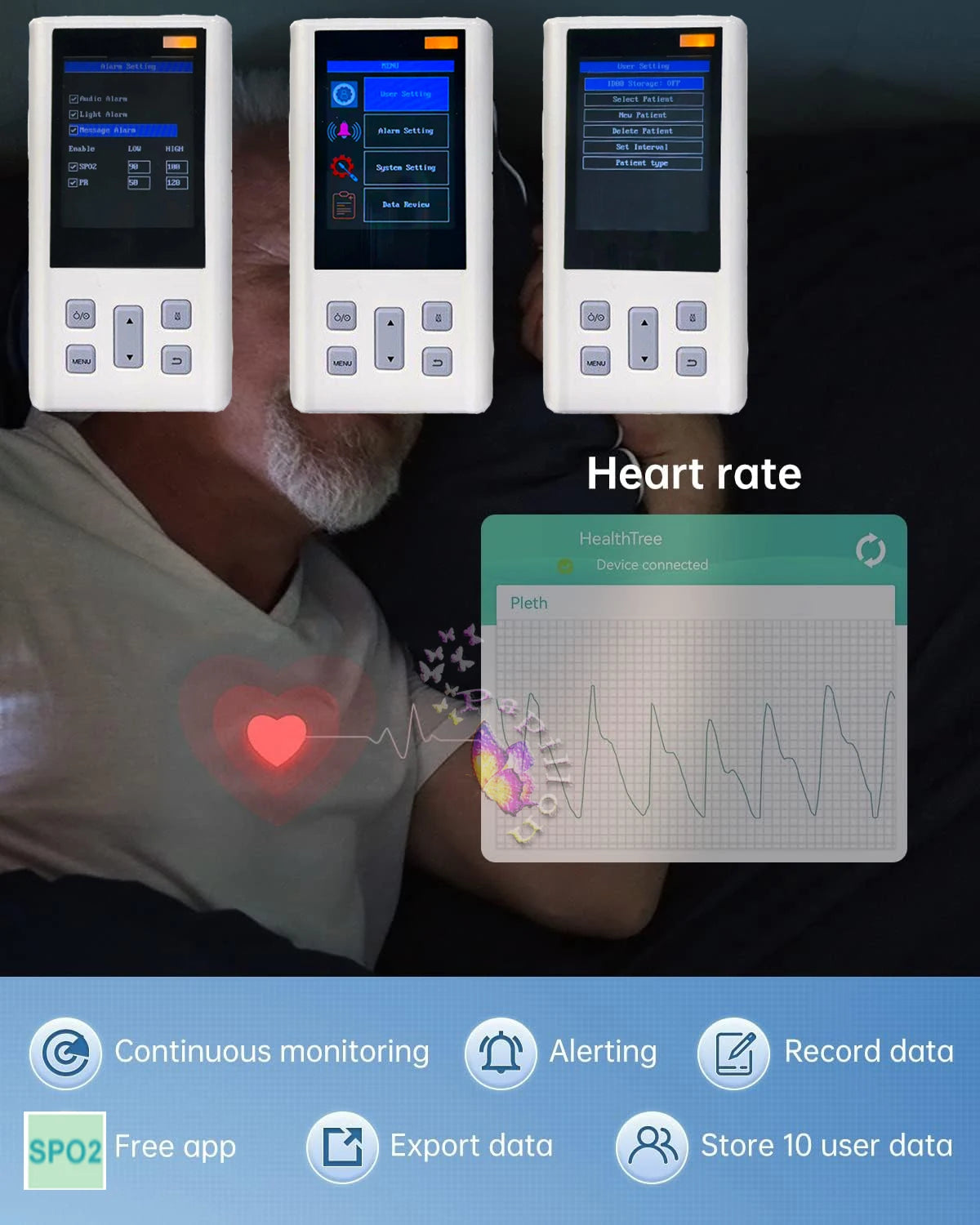 Handheld Pulse Oximeter Monitor for Heart Rate and Oxygen Saturation with Veterinary Medical SPO2 with Memory