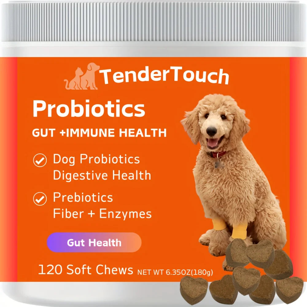 120 Chews - (1 Pack x 180g/6.35oz) 180g/6.35oz - TenderTouch Probiotics for Dogs, Dog Probiotics for Digestive Support