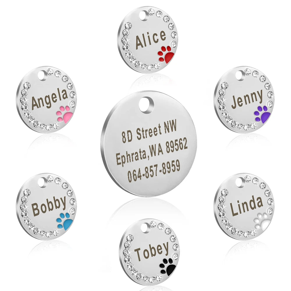 Cute Cat Tag Small Dog ID Tags Free Engraved Name Cats Kitten Name Tag Anti-lost Pet Collar Pendant Fish Shape & Cat Face Tags