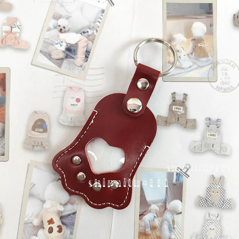 Leather Memorial Pet Hair Storage Bag Cat Paw Keychain Handmade Homemade Pet Memorial Keychain