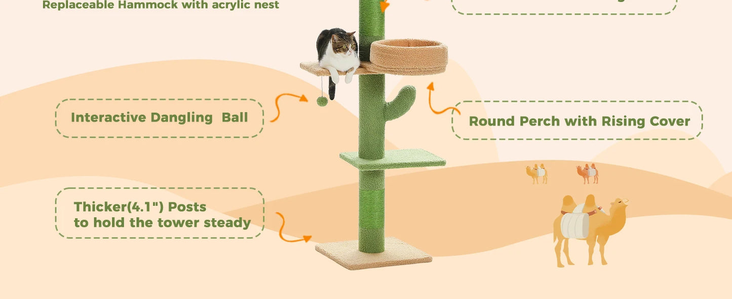 Adjustable Floor-to-Ceiling Vertical Cat Tree Tower Stable Tall Cat Climbing Tree Cat Kittens Cat Toy Suitable for Indoor Cats