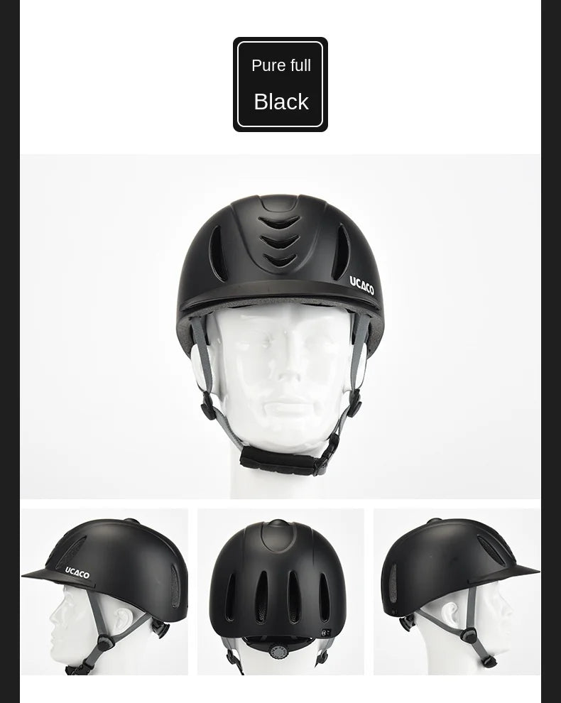 50-61cm Ultra Light Adults Children's Equestrian Helmet Adjustable Riding Helmet Knight Hat Removable Brim Horse Equipment