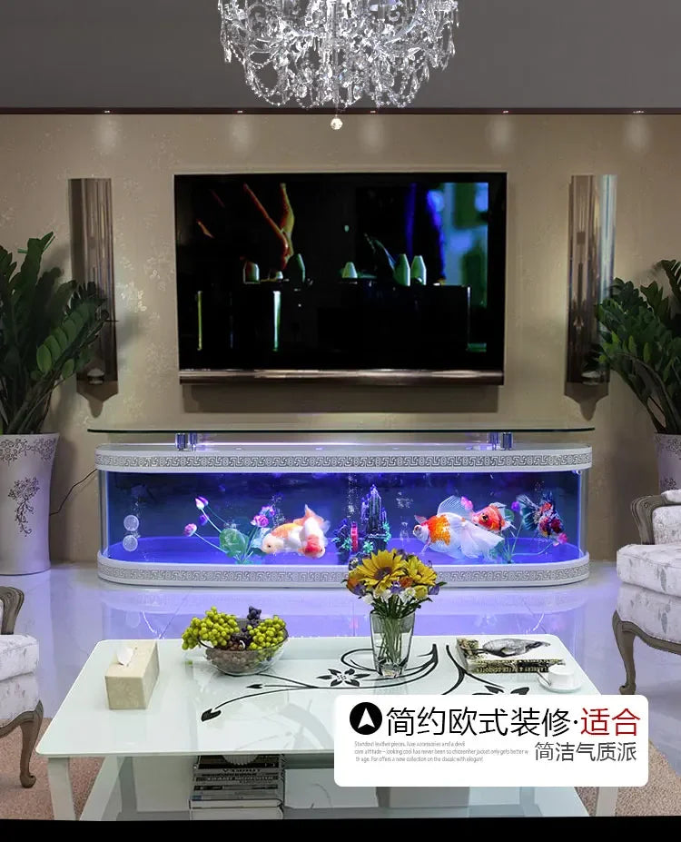 European Fish Tank Aquarium TV Cabinet Ecological Change Water Floor Type