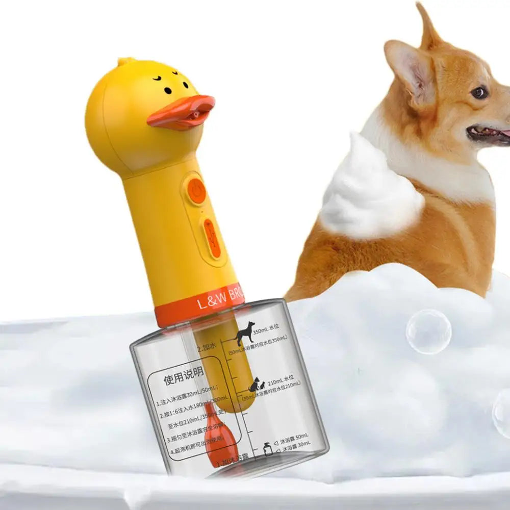 Yellow Duck Pet Cleaning Machine Type-C Charging Automatic Soap Dispenser Bathing Electric Foam Machine Pet Accessories