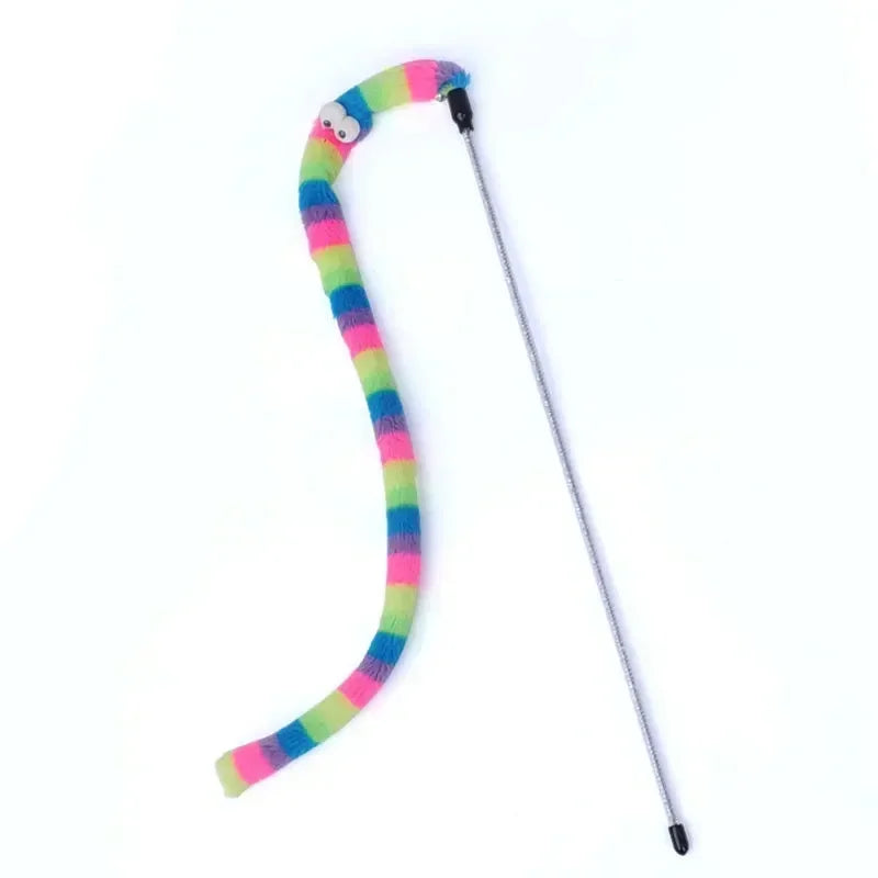 Pet Cat Toy Feather Cat Teaser Wand Cat Interactive Toys Caterpillar Colorful Rod Teaser Wand Supplies Accessory