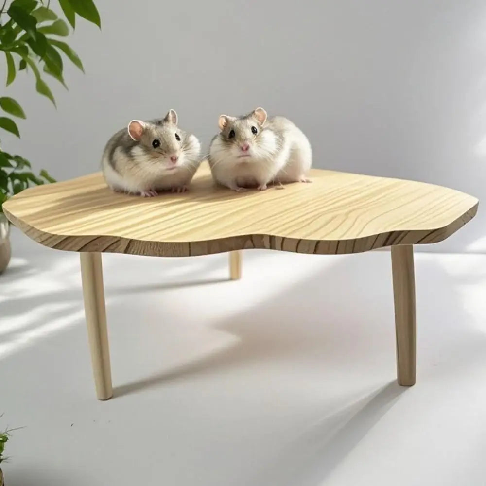 Wooden Hamster Platform Jumping Board Playground Small Pets Playing Stand Funny Fanshaped Table Hamster Climbing Toy