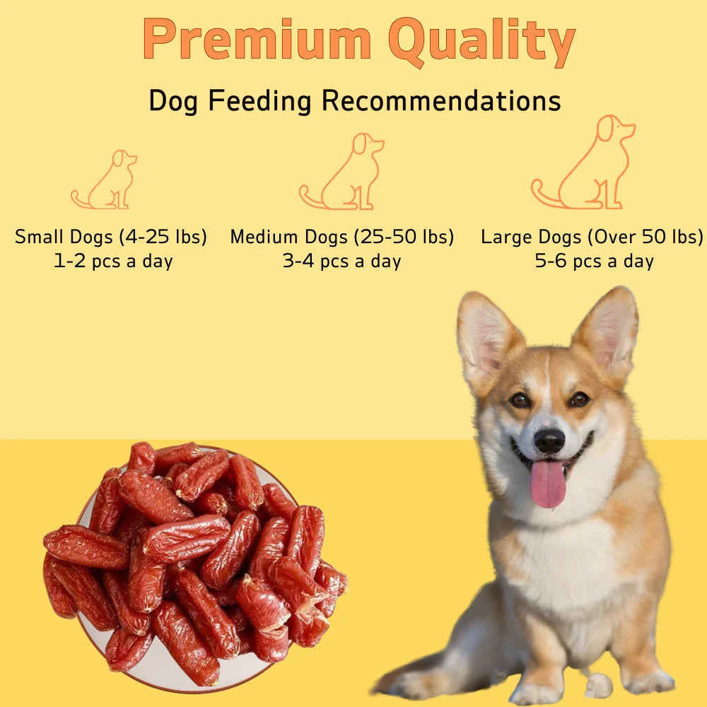 7.05oz/14.11oz(200g/400g) Beef Sausage, All Natural Ingredients, Natural Dog Treats, Healthy, Easily Digestible