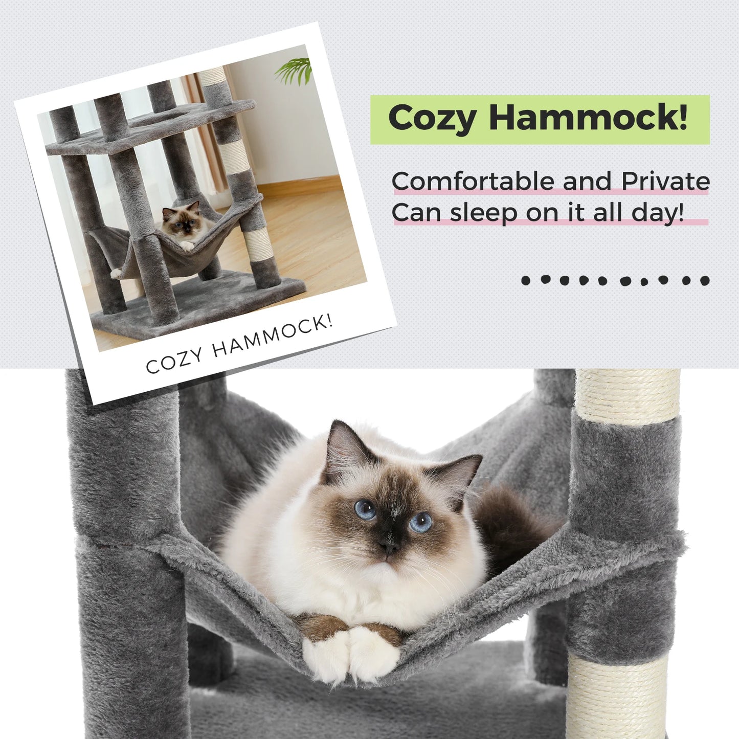 Large Cat Tree Tall Cat Tower for Indoor Cats Multi-Level Plush Cat Condo with Scratching Posts Scratching Posts Perches Caves