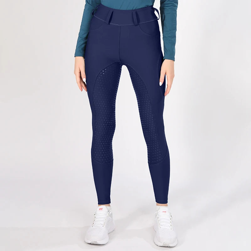 MXLLINA White Horse Riding Pants Women Equestrian Breeches Full Seat Silicone Competition Leggings Anti-pilling Sports Tights