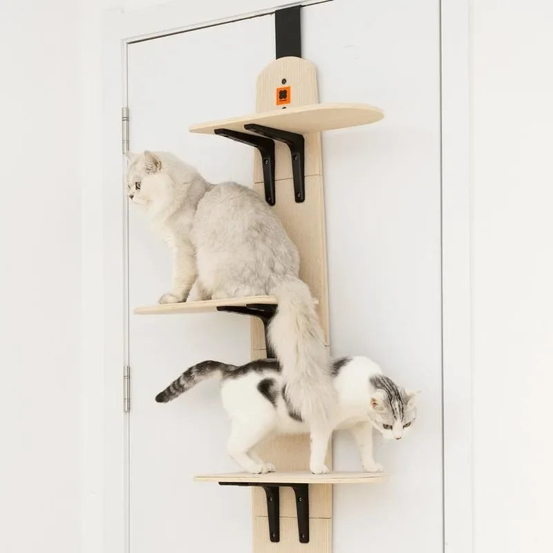 58 4-Levels Door Mounted Hanging Cat Climber Vertical Cat Tree Tower with Carpeted Plank for Indoor Cats