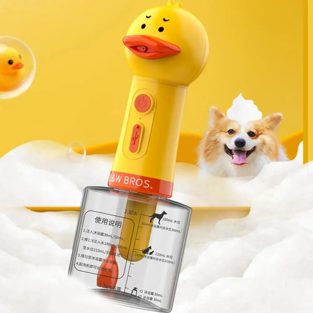Yellow Duck Pet Cleaning Machine Type-C Charging Automatic Soap Dispenser Bathing Electric Foam Machine Pet Accessories
