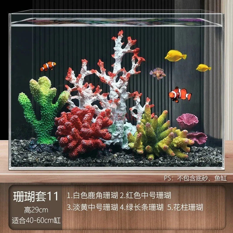 Fish tank, Aquarium, Landscape decoration, Full package, Simulation of water grass, Goldfish tank, Set decoration, Lazy rockery,