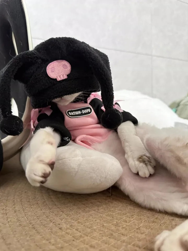 Black And Pink Striped Bowknots, Pink Skull Pet Hoodie, Cat, Dog, Maltese, Yorkshire, Chihuahua Sweet and Cool Pet Clothes