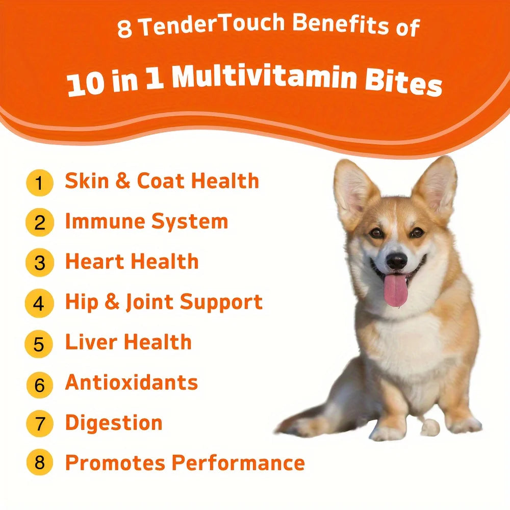 360 Chews - 3 Pack (3 x 180g/6.35oz) 540g/19.1oz - TenderTouch Multivitamin Dog Supplement, Digestive Enzymes, Grain Free Dog Supplement