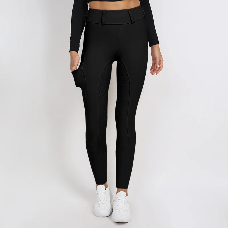 MXLLINA White Horse Riding Pants Women Equestrian Breeches Full Seat Silicone Competition Leggings Anti-pilling Sports Tights