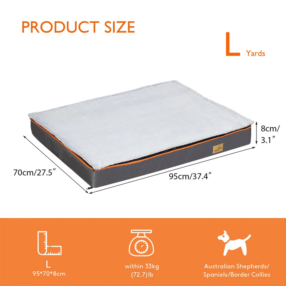 Premium Large Orthopedic Memory Foam Dog Bed Waterproof Pet Jumbo Mattress with Orange Trim Washable Water Resistant