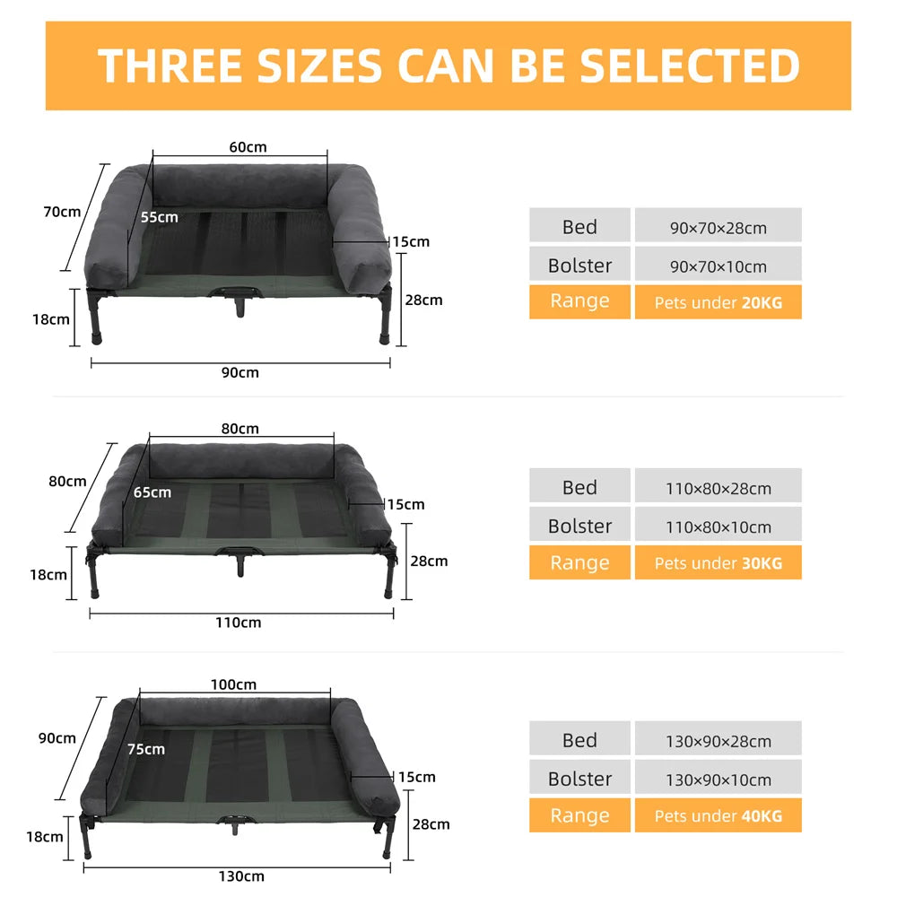 XXL XL Large Dog Bed Outdoor Raised Dog Bed with Cooling Breathable Mat and Soft Plush Mat Pet Puppy Camping Cot for Home Garden Indoor
