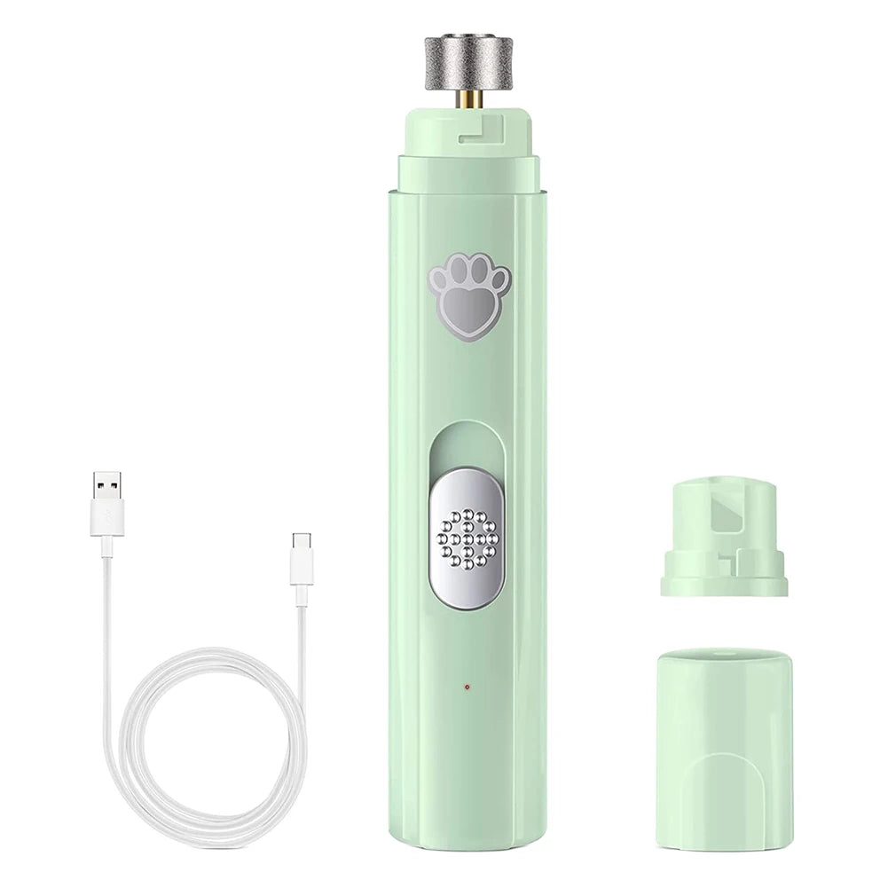 Electric Dog Nail Grinder USB Rechargeable LED Light Pet Nail Clipper Painless 2-Speed with Polisher Wheel for Pet Paws Grooming