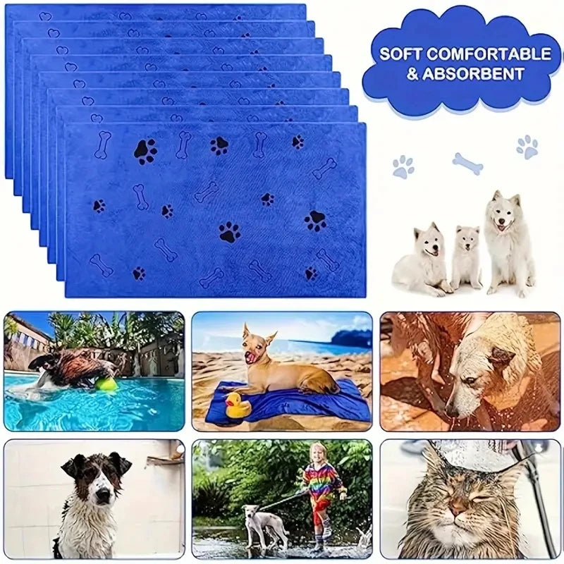 2pcs Soft Microfiber Dog Towels - Quick Dry, Absorbent Pet Bath & Grooming Towels For Dogs Pet Bath Drying Towels