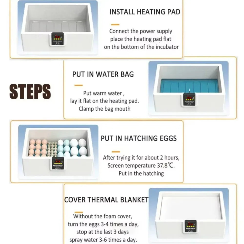 24-hour Thermostatic Small Poultry Egg Incubator Temperature Control Intelligent Biomimetic Waterbed Full Automatic Quiet