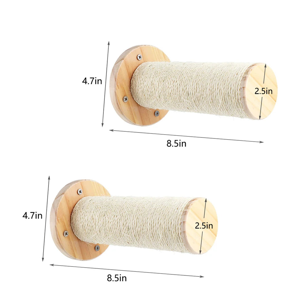 Cat Climbing Shelf Wall Mounted Four Step Stairway With Sisal Scratching Post Cats Tree Tower Platform Jumping Pet Furniture