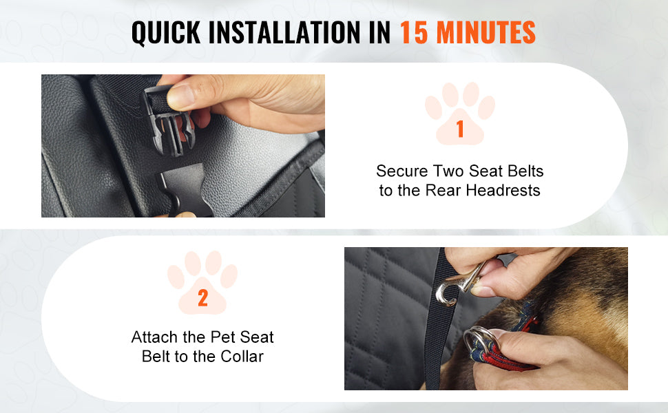 VEVOR Dog Car Seat Waterproof Dog Booster Seat Pet Car Seat with Clip-On Safety Leash PP Cotton Car Bed for Medium & Large Dog