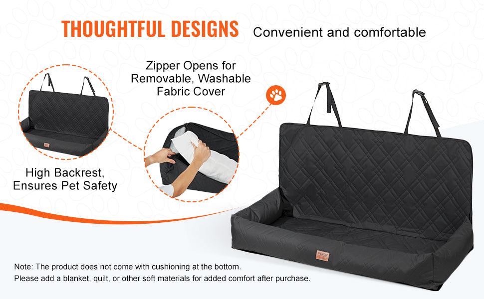 VEVOR Dog Car Seat Waterproof Dog Booster Seat Pet Car Seat with Clip-On Safety Leash PP Cotton Car Bed for Medium & Large Dog