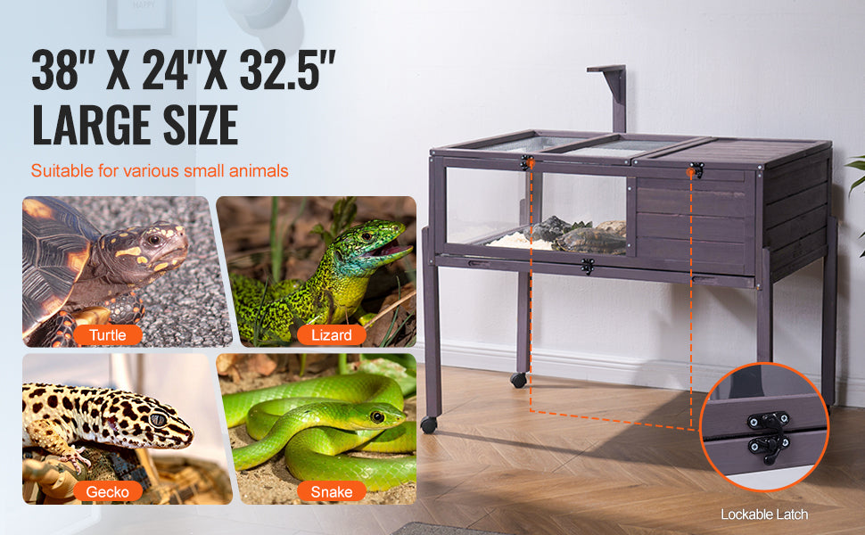 VEVOR Tortoise Habitat Tortoise House Indoor & Outdoor Rolling Tortoise Enclosure with Light Stand Reptile Enclosure Animal Cage