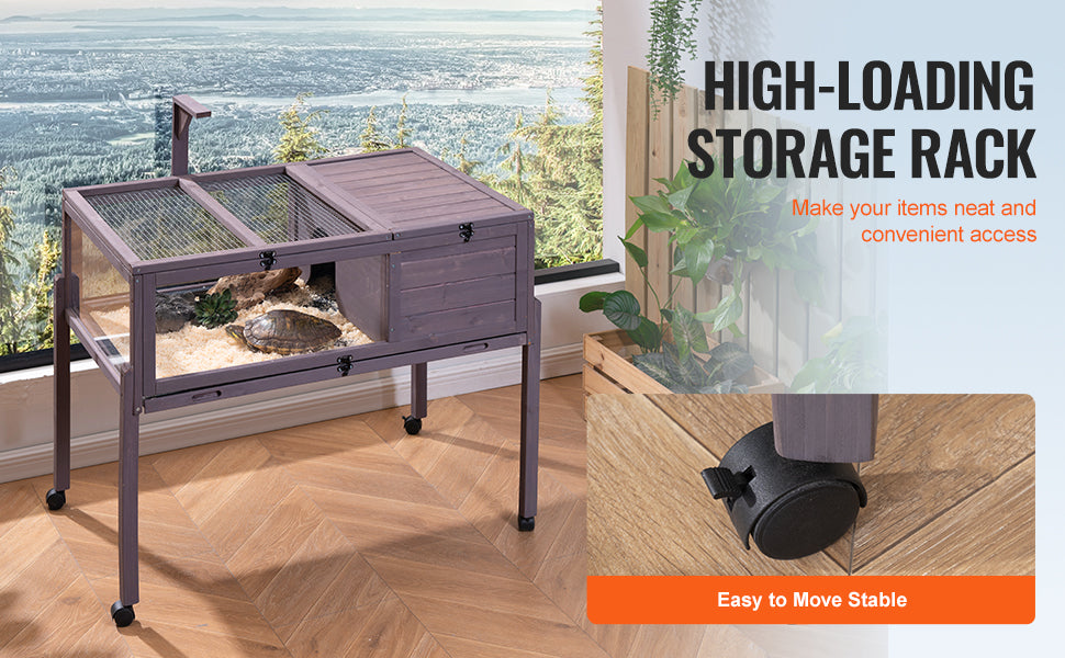 VEVOR Tortoise Habitat Tortoise House Indoor & Outdoor Rolling Tortoise Enclosure with Light Stand Reptile Enclosure Animal Cage