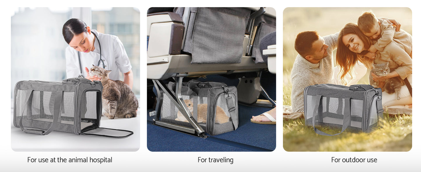 Dog Carrier, Cat Carrier Airline Approved Soft Pet Carrier with Breathable Honeycomb Board, Removable Support Board for Car,