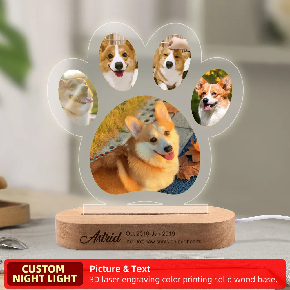 Custom Dog Photo Night Light Pet Memorial Gift Lights Up Pet Memorial Plaque Cat Photo Gift Personalized Gift for Pet Loss
