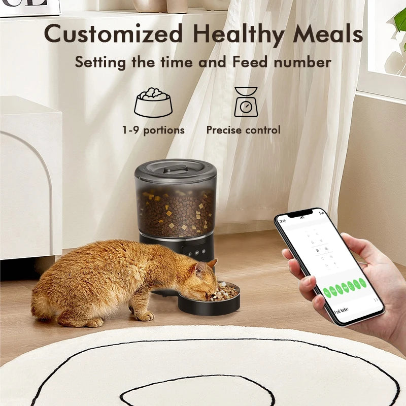 NPET 4L Automatic smart pet feeder for cats & dogs multiple pets with stainless steel bowl Customize healthy food 1-9 portions