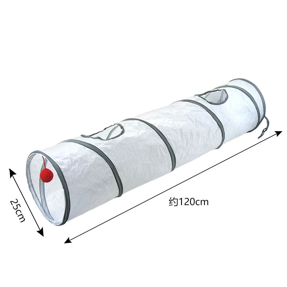 White Cat Tunnel Pet Supplies Funny Kitten Toys Foldable Toys For Cats Pet Training Interactive Fun Toy Play Tunnel Tube