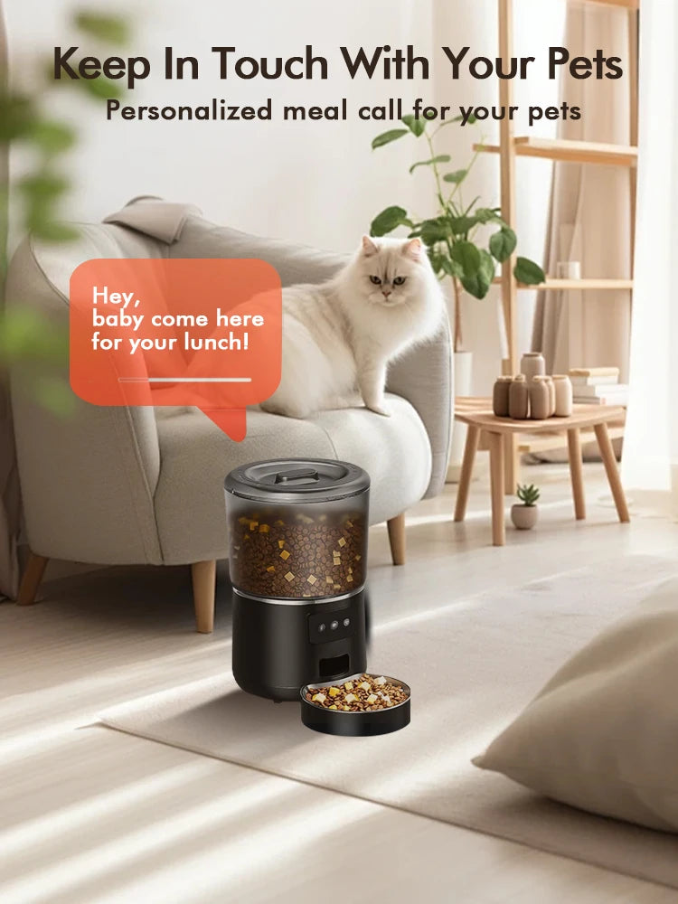 NPET 4L Automatic smart pet feeder for cats & dogs multiple pets with stainless steel bowl Customize healthy food 1-9 portions