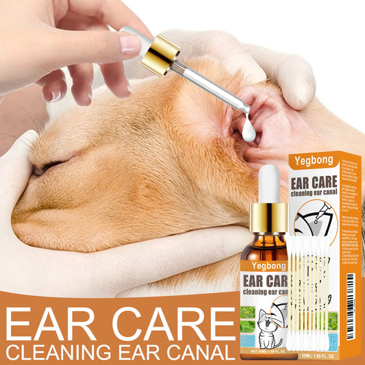 50ml Pet Ear Mite Deodorant Ear Cleaner Ear Wash Infection Control Itching Relief Pet Ear Soothing Care With Cotton Swab