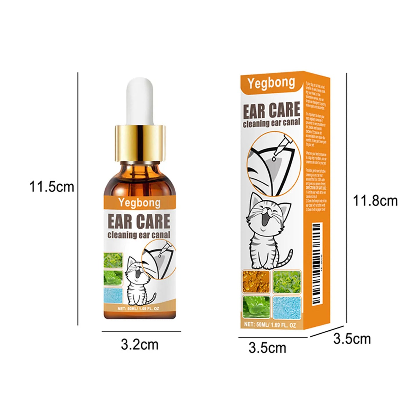 50ml Pet Ear Mite Deodorant Ear Cleaner Ear Wash Infection Control Itching Relief Pet Ear Soothing Care With Cotton Swab