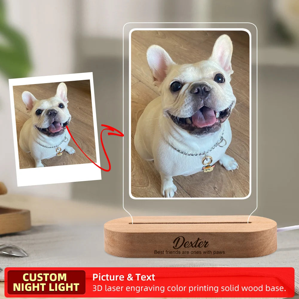 Custom Dog Photo Night Light Pet Memorial Gift Lights Up Pet Memorial Plaque Cat Photo Gift Personalized Gift for Pet Loss