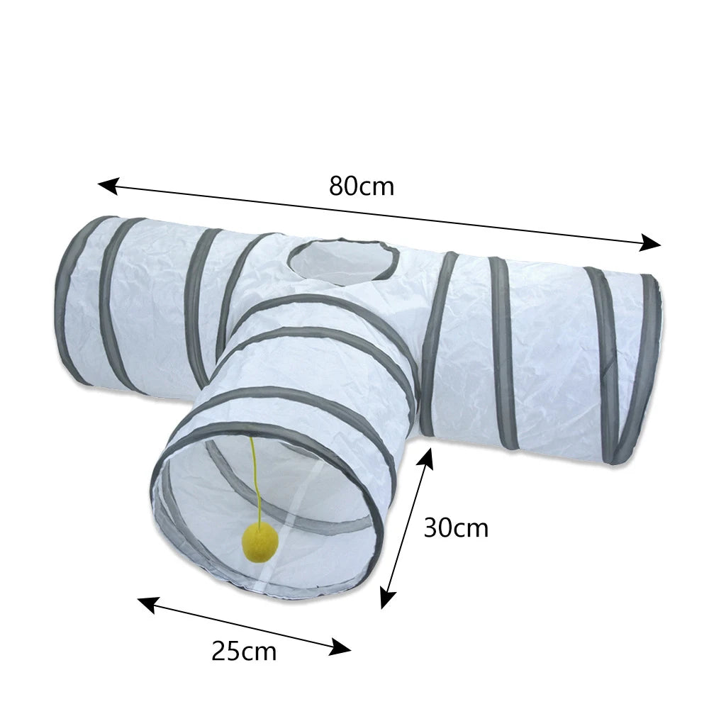 White Cat Tunnel Pet Supplies Funny Kitten Toys Foldable Toys For Cats Pet Training Interactive Fun Toy Play Tunnel Tube