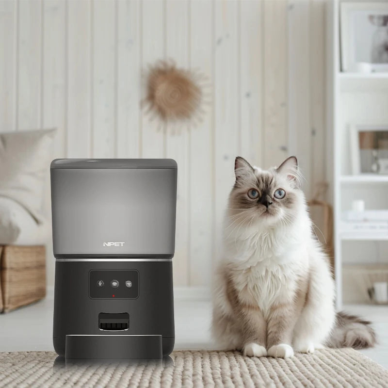 NPET 4L Automatic smart pet feeder for cats & dogs multiple pets with stainless steel bowl Customize healthy food 1-9 portions