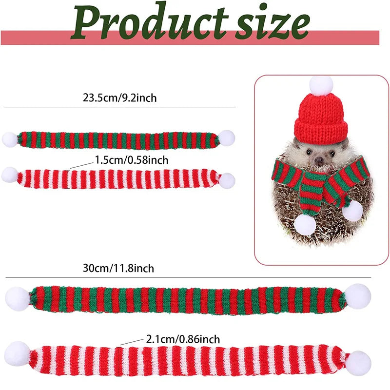 Hamster Guinea Pig Christmas Costume Mini Small Pet Items Hat Scarf Christmas Headwear Pet Outfits for Chinchilla Rabbit Accessories