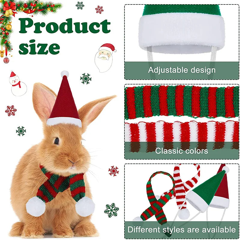 Hamster Guinea Pig Christmas Costume Mini Small Pet Items Hat Scarf Christmas Headwear Pet Outfits for Chinchilla Rabbit Accessories