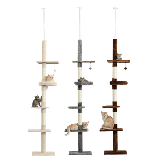 Adjustable Floor-to-Ceiling Vertical Cat Tree Tower Stable Tall Cat Climbing Tree Cat Kittens Cat Toy Suitable for Indoor Cats
