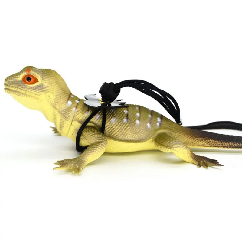 Pet Iguana Adjustable Wing Style Harness Climbing Rope Belt Small Lizard Reptile Imitation Leather Traction Leash